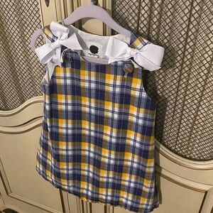 2T gold and navy plaid jumper